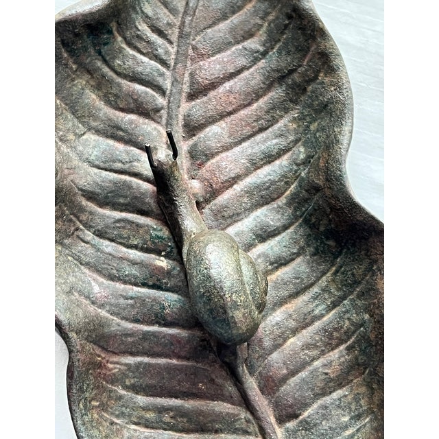 Vintage Cast Iron Leaf With a Snail Catchall For Sale - Image 4 of 8