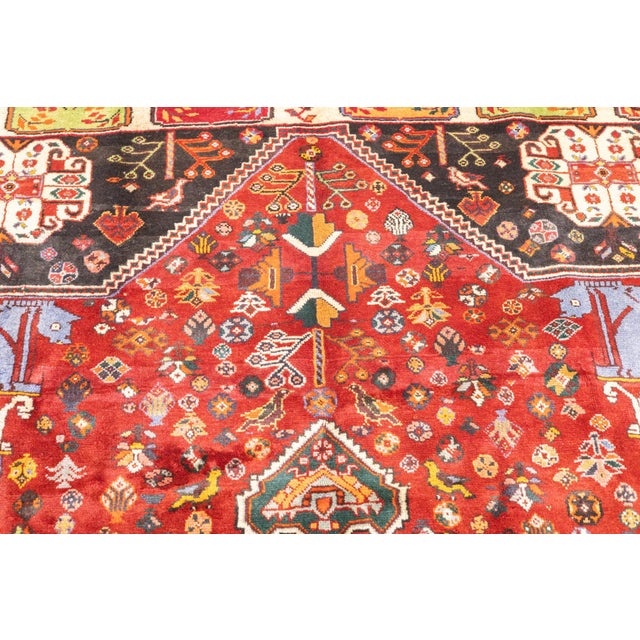 Vintage Hand-Knotted Persian Qashqai Rug 5'9" X 8'6" For Sale - Image 15 of 18