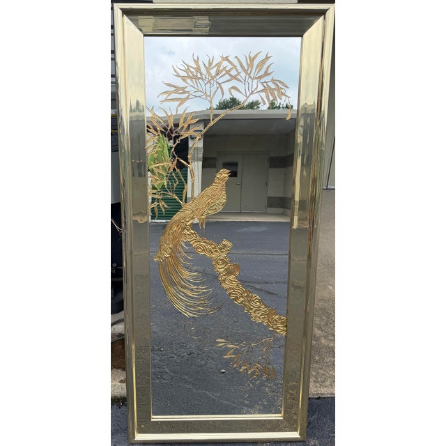 vintage 1970 Phoenix Bird Etched Mirror In great vintage condition