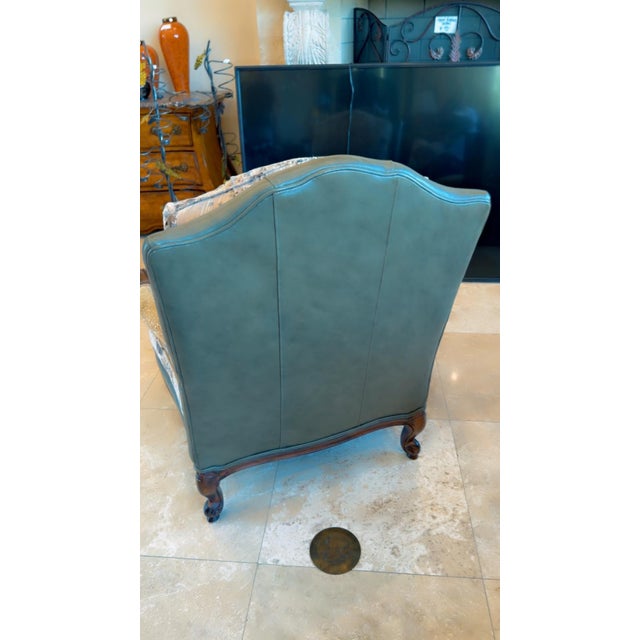 Ethan Allen Leather Upholstered Arm Chair For Sale - Image 9 of 12