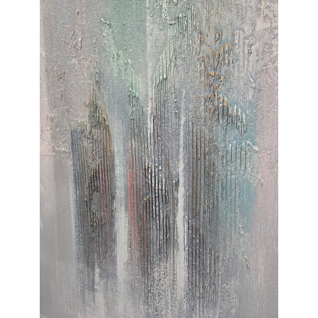 Textile Lee Reynolds Signed Large Abstract Contemporary Painting, Framed, Lilac, Gray For Sale - Image 7 of 17