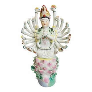 Mid 20th Century Chinese 1000 Hand Statue Hand Painted Asian Figurine For Sale
