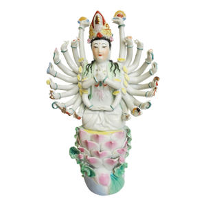 Mid 20th Century Chinese 1000 Hand Statue Hand Painted Asian Figurine