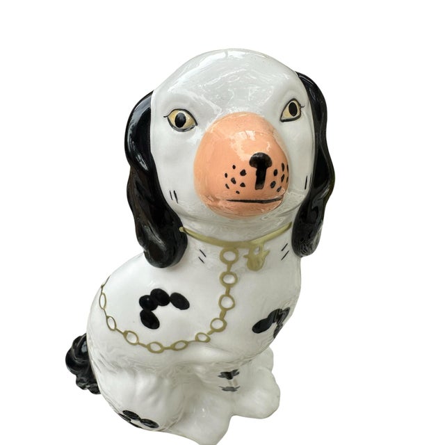 White 1950s 2 Classic Staffordshire Style Dog Statues. Pair English Style Spaniels Dogs For Sale - Image 8 of 12