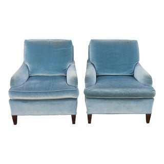 C. 1970s Mid Century Blue Velvet Club Chairs - a Pair For Sale