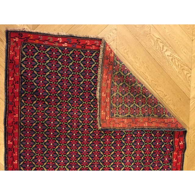 1950s 19th Century Red and Blue Woolen Karabagh Rug, 1950s For Sale - Image 5 of 16