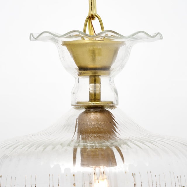 Brass French Antique, Baccarat Crystal and Brass Pendant Chandelier, Circa 1920 For Sale - Image 8 of 9
