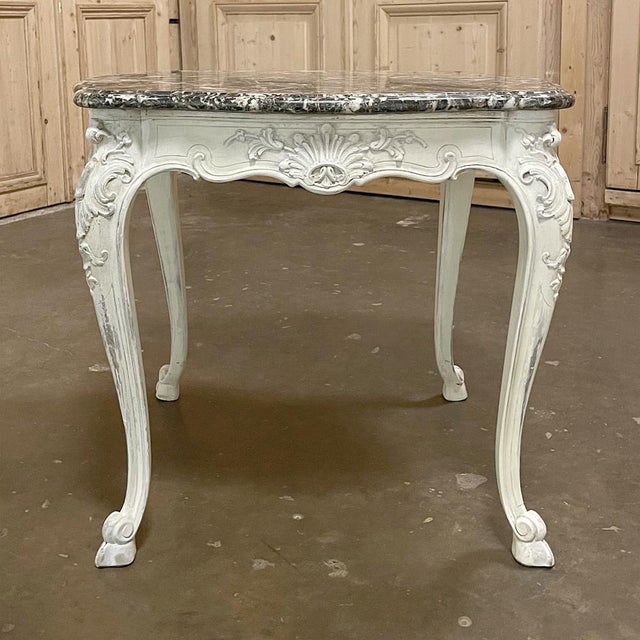 Late 19th Century 19th Century French Regence Painted Marble Top Table For Sale - Image 5 of 14
