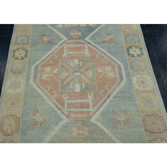 Turkish Oushak Runner Rug 4'8" x 17'9" #18027 For Sale In Houston - Image 6 of 8