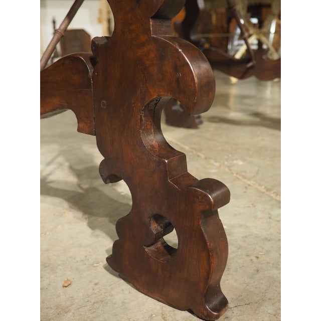 Wood 18th Century Spanish Baroque Single Plank Table With Wrought Iron Stretchers For Sale - Image 7 of 18