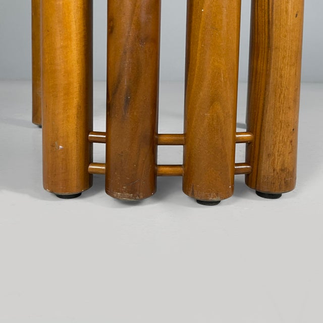 Italian Modern Wood and Brown Leather Chairs by Mobilgirgi, 1970s, Set of 6 For Sale - Image 17 of 18
