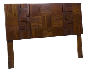 Lane Staccato Mid Century Walnut Queen Brutalist Headboard