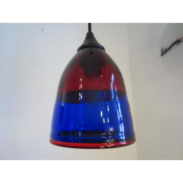 Blue Small Murano Glass Hanging Lamp in Blue Red, 1990s For Sale - Image 8 of 8