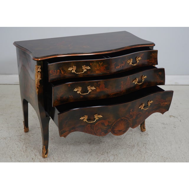 Chinoiserie Maitland Smith Chinoiserie Bow Front Commode For Sale - Image 3 of 18