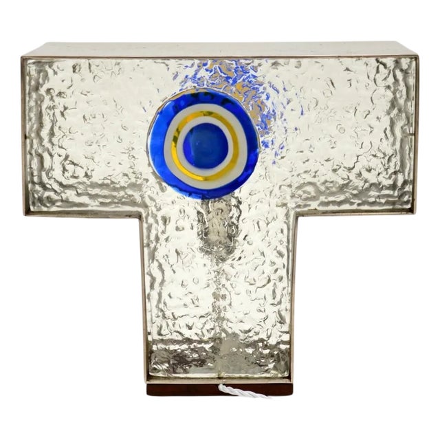 Vintage Italian Glass and Steel Table Lamp, 1960 For Sale