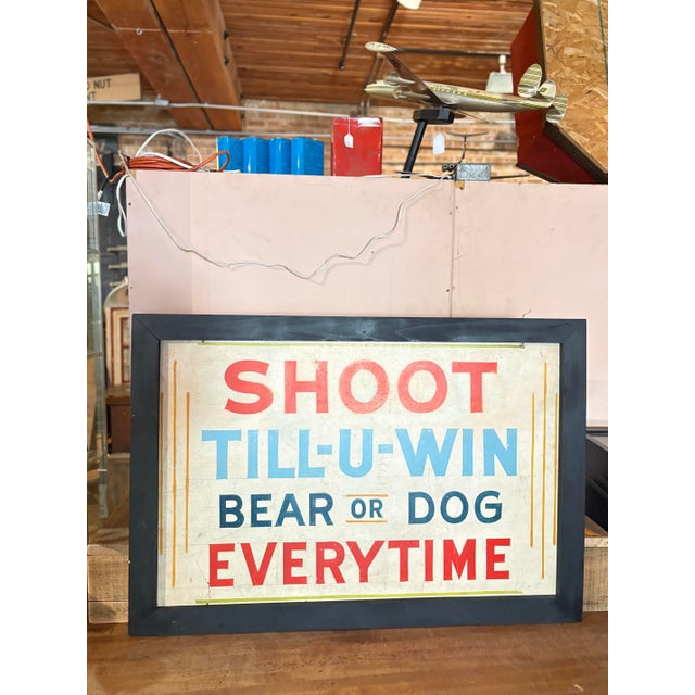 White Original Hand-Painted "Shoot Till-U-Win" Carnival Sign For Sale - Image 8 of 12