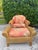 Vintage Henry Link wicker lounge chair and ottoman featuring beautifully sculpted forms, substantial rolled arms, tapered...