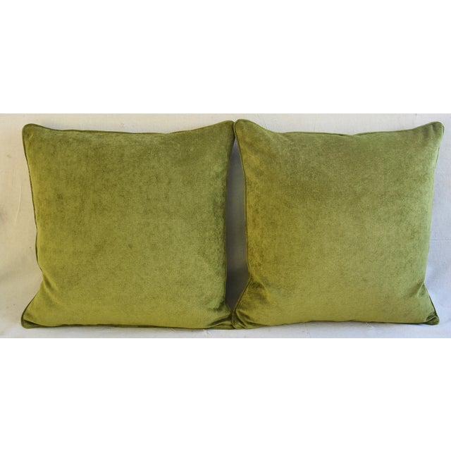Forest Green Velvet Feather/Down Pillows 24" Square Pair Chairish