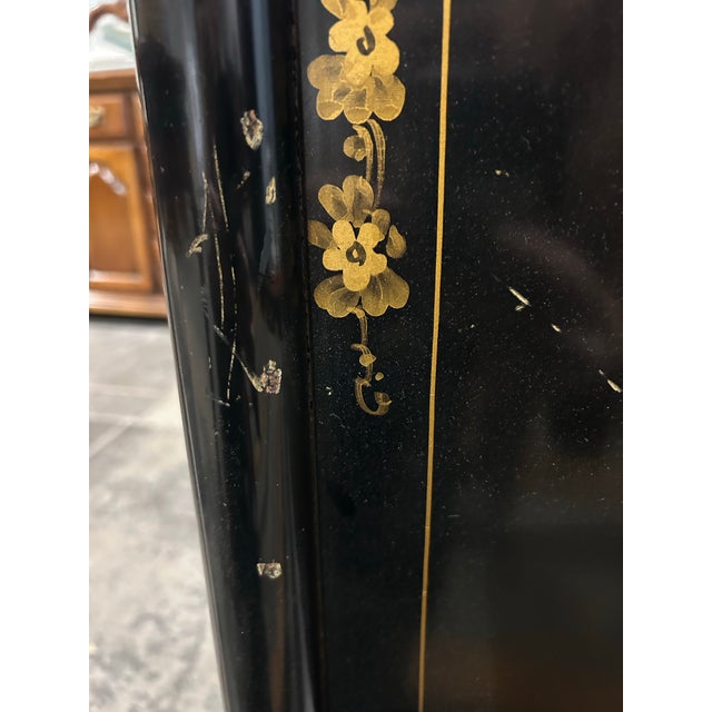 Vintage Mid-Century Full Size Black Lacquered Bed For Sale In Philadelphia - Image 6 of 12