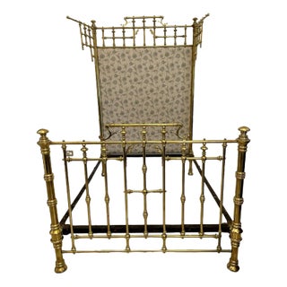 Victorian Gilded Solid Brass Half Tester Double Bed For Sale