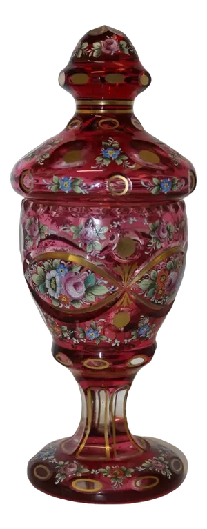 Candy Box in Crystal with Painted Decoration