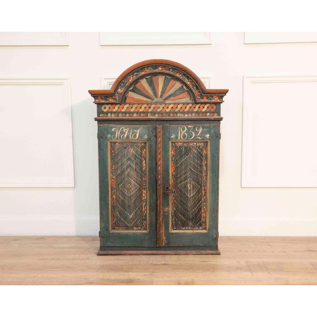 19th Century Painted Skåne Wall Cabinet with Reeded Doors, Sweden For Sale - Image 14 of 14