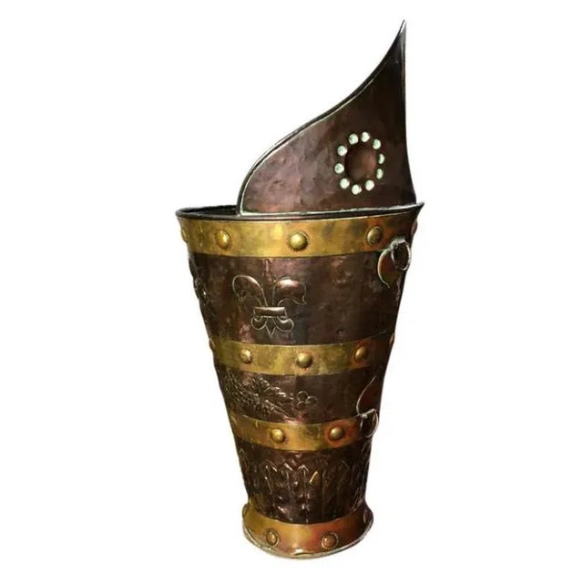 Copper Large 19th Century Brass and Copper Coal Bucket For Sale - Image 8 of 8