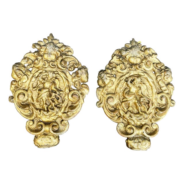 Golden Friezes in Lime Wood, Set of 2 For Sale