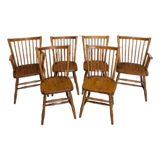 Vintage Mid-Century Stickley Cherry Valley Spindle Back Dining Chairs - Set of 6 (2 Arm, 4 Side) For Sale