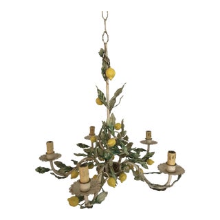 Vintage Italian Tole Lemon Chandelier For Sale
