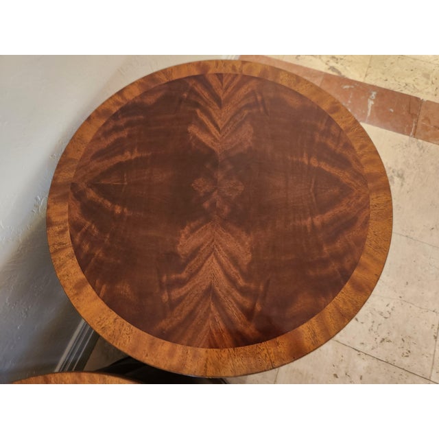 Baker Furniture Company Set of Round Baker Mahogany Book Tables For Sale - Image 4 of 12