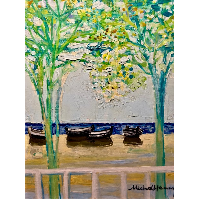 Michel-Henry Signed Original Oil on Canvas “Beach With Boats” | French Post-Impressionist Coastal Landscape For Sale - Image 15 of 18