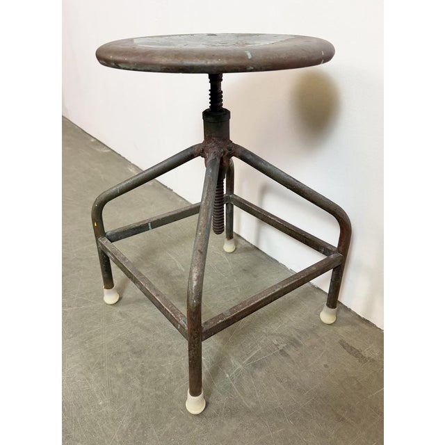 Industrial Iron Adjustable Swivel Stool, 1960s For Sale - Image 12 of 18
