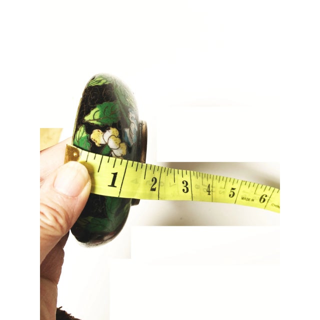 Pair of Antique Black Floral Cloisonné Bowls Vessels, Marked China For Sale - Image 9 of 12