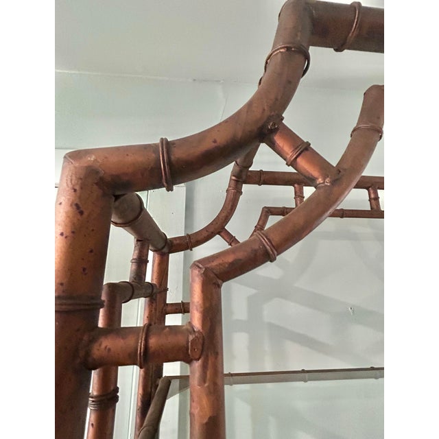 Vintage Hollywood Regency Chinoiserie Metal Faux Bamboo Pagoda Etagere For Sale - Image 9 of 11