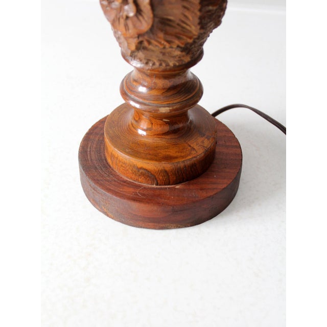 Farmhouse Vintage Floral Carved Table Lamp For Sale - Image 3 of 11