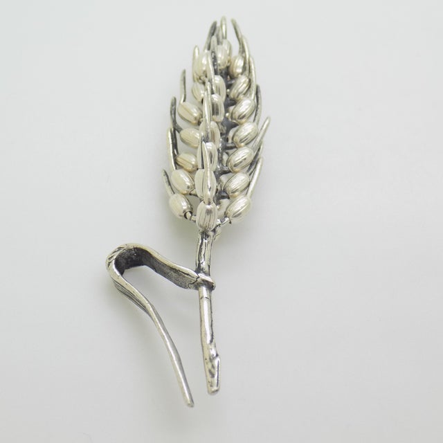 1980s Vintage Italian Handmade Genuine Silver Real Life SIze Ear of Wheat Figurine Miniature For Sale - Image 5 of 9