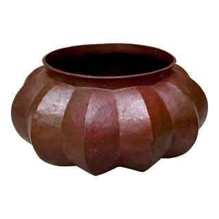 Vintage Brutalist Hand Hammered Copper Bowl For Sale