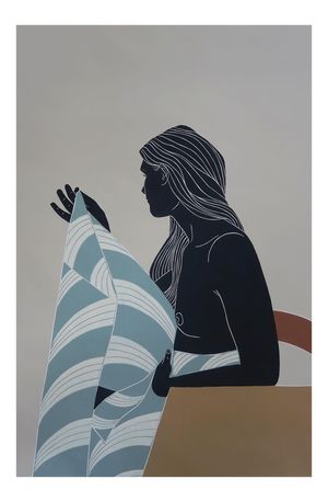 Wanting Solitude and Closeness, Female Nude, Linocut Original Print, Unframed, 2020