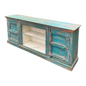 19th-C. Rustic Primitive Farmhouse Modern Painted Credenza / Cabinet / Sideboard