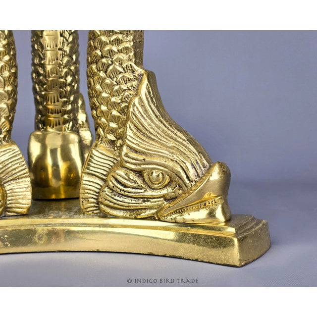 Rococo Antique French Crystal Bowl on Bronze Dolphin Koi Fish Pedestal Centerpiece For Sale - Image 3 of 10