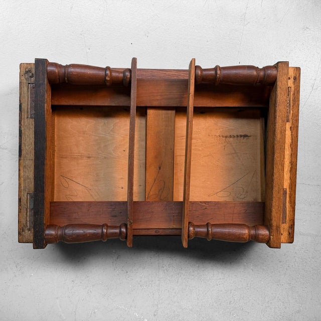 Japanese Wooden Writing Table with Folding Legs and Drawers, 1930s For Sale - Image 11 of 12