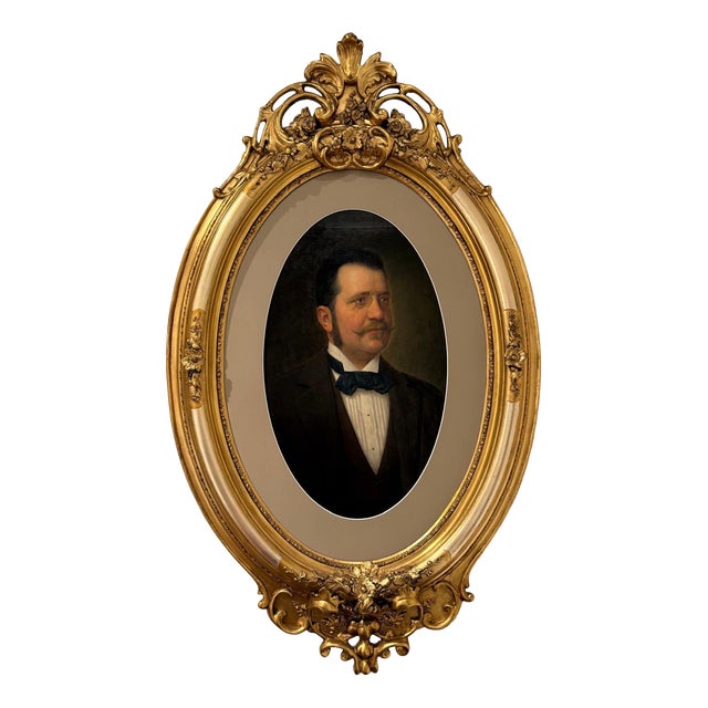 Austro-Hungarian Artist, Large Portrait of Gentleman, 1890, Oil on Canvas, Framed For Sale