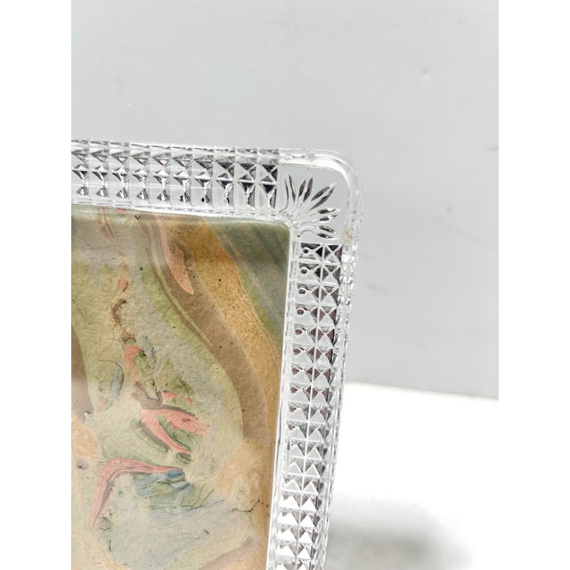 Art Deco Heavy Cut Crystal Picture Frame – Diamond Point Crystal Frame, Art Deco Revival Tabletop Decor For Sale - Image 3 of 8
