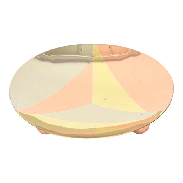 Vintage Three Metal Signed Copper, Brass and Silver-Plate Bowl on 3 Ball Feet Polished For Sale