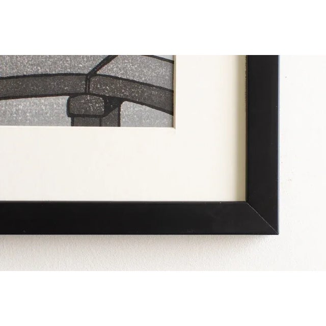Vintage Original Artwork Signed by Artist Gihachiro Okuyama Framed Woodblock Print Titled "Shōren-in Temple" For Sale In Los Angeles - Image 6 of 9