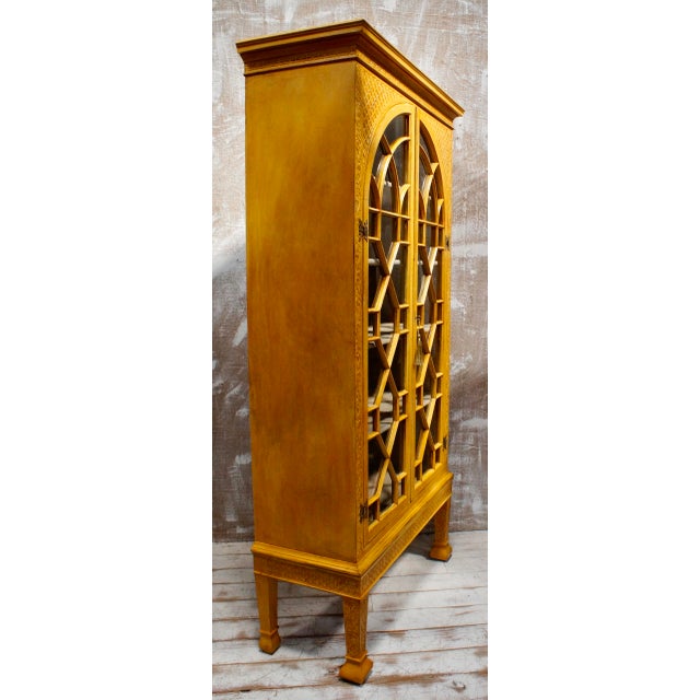 Yellow Regency Ochre Astral Glazed Display Cabinet, 1820 For Sale - Image 8 of 12