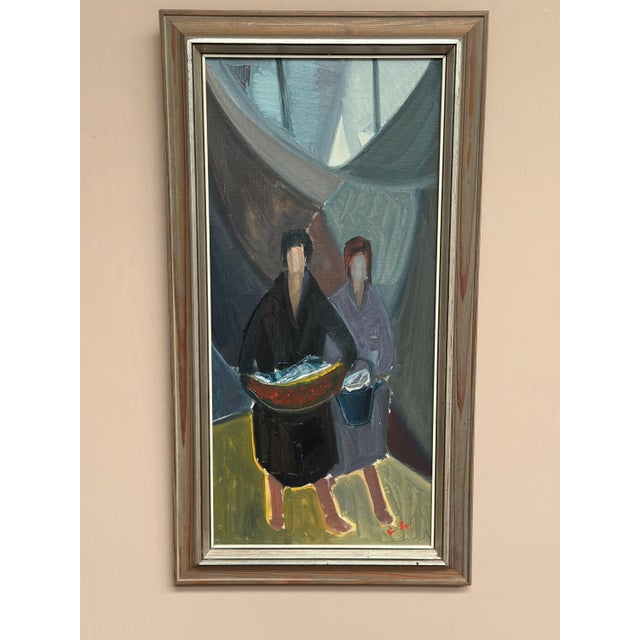 Erik Lo, Figures, 1950s, Oil on Canvas, Framed For Sale - Image 5 of 17