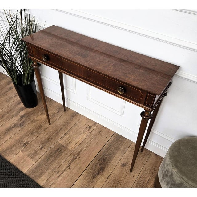 Mid-Century Modern Italian Wood Inlay Console Table, 1960s For Sale - Image 9 of 10