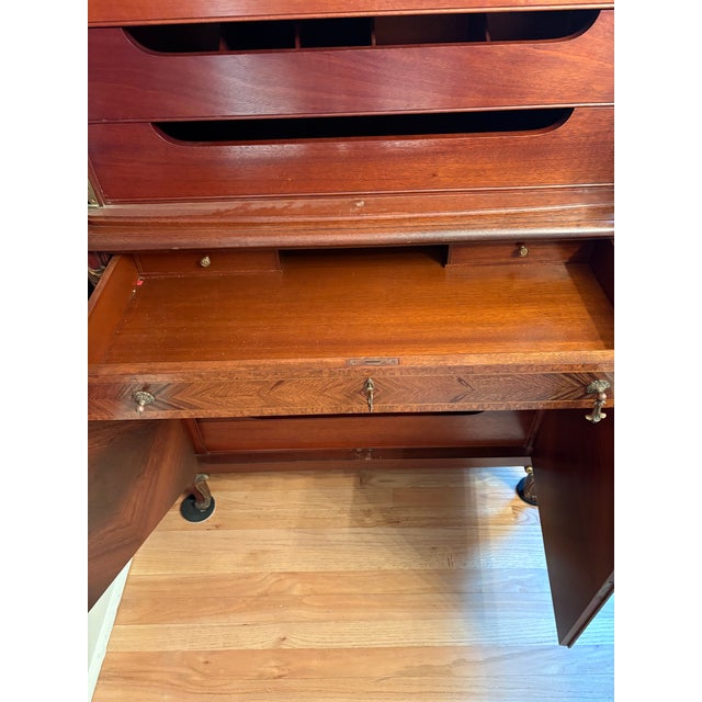 Wood Antique French Louis Philippe Walnut Commode With Marble Top For Sale - Image 7 of 15